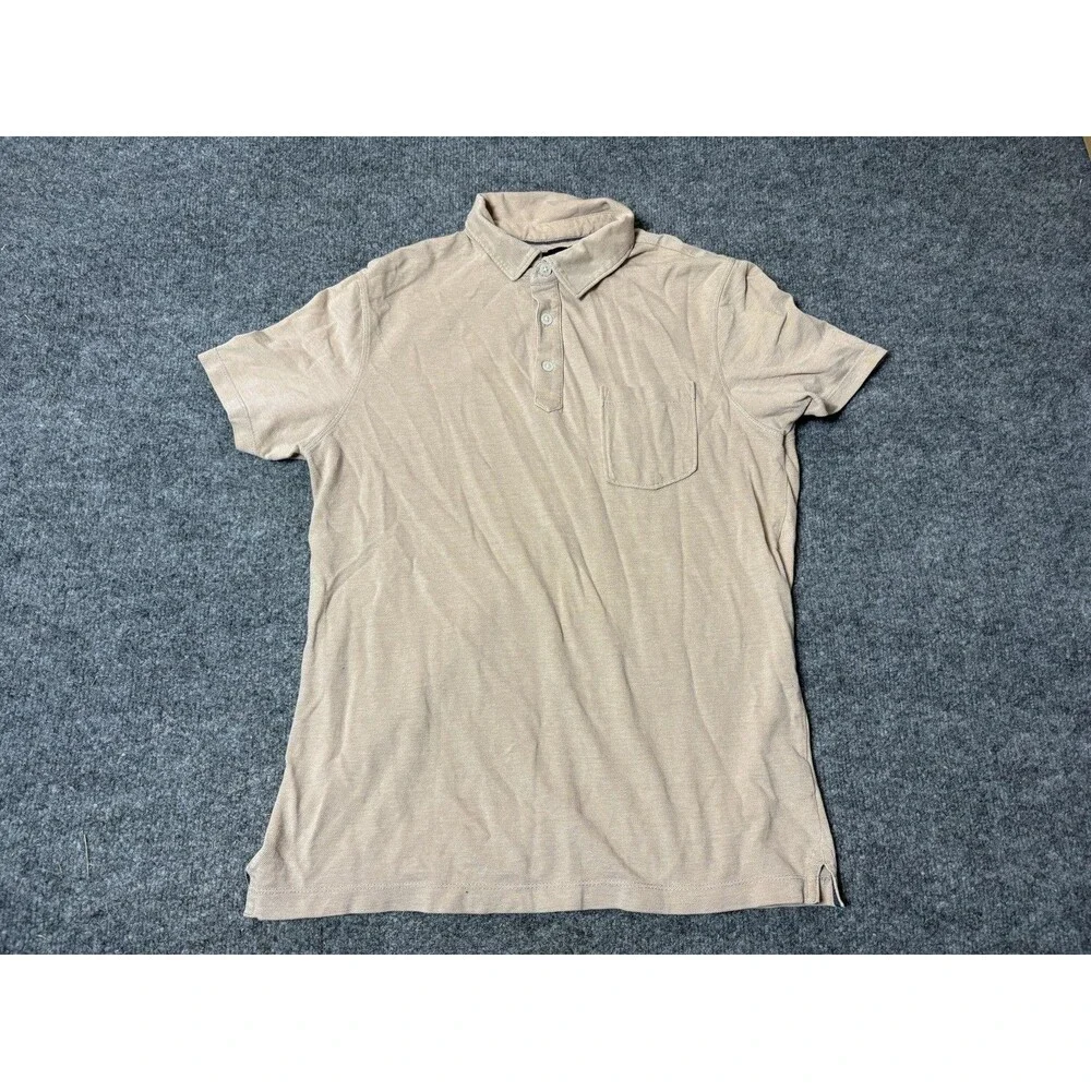 Banana Republic Polo Shirt Mens M Beige 100% Cotton Wicking Pique Pocket Knit